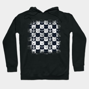 Black And White Checkerboard Cat Pattern Hoodie